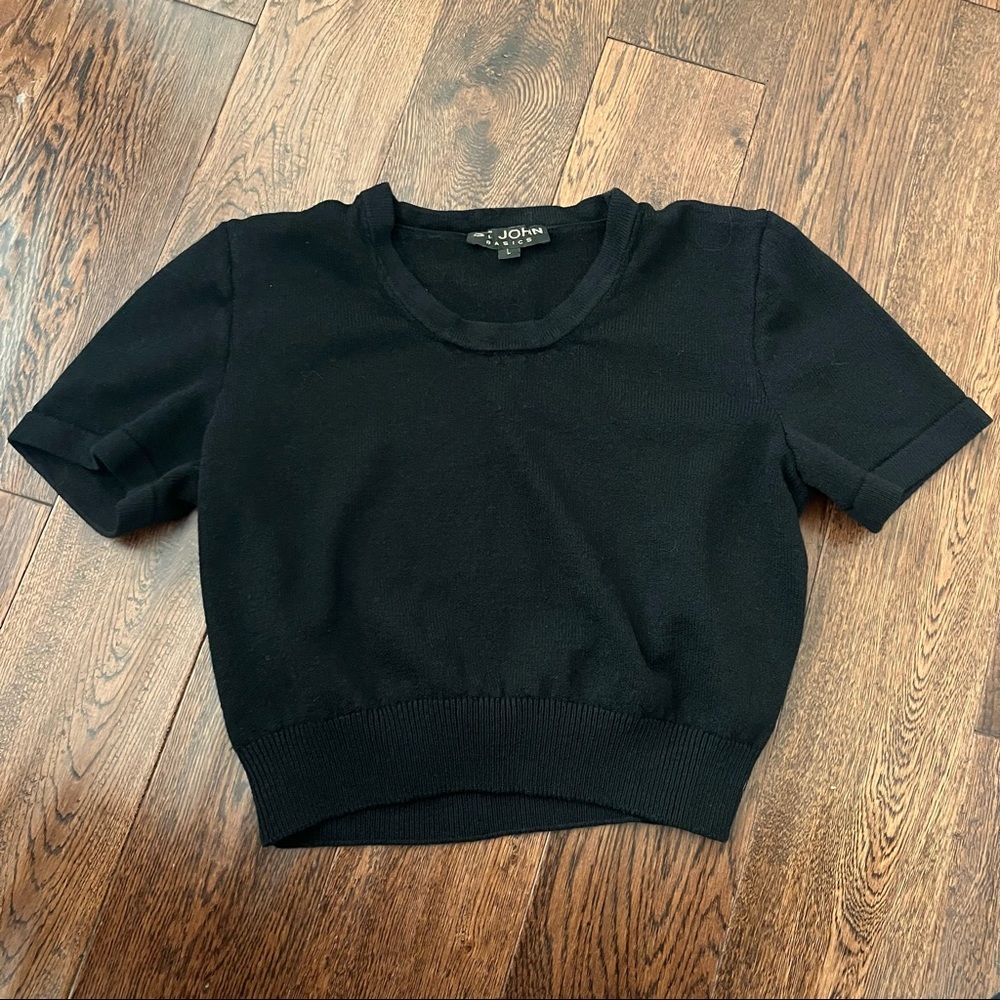 St. John - Black Knitted Tee - Size L